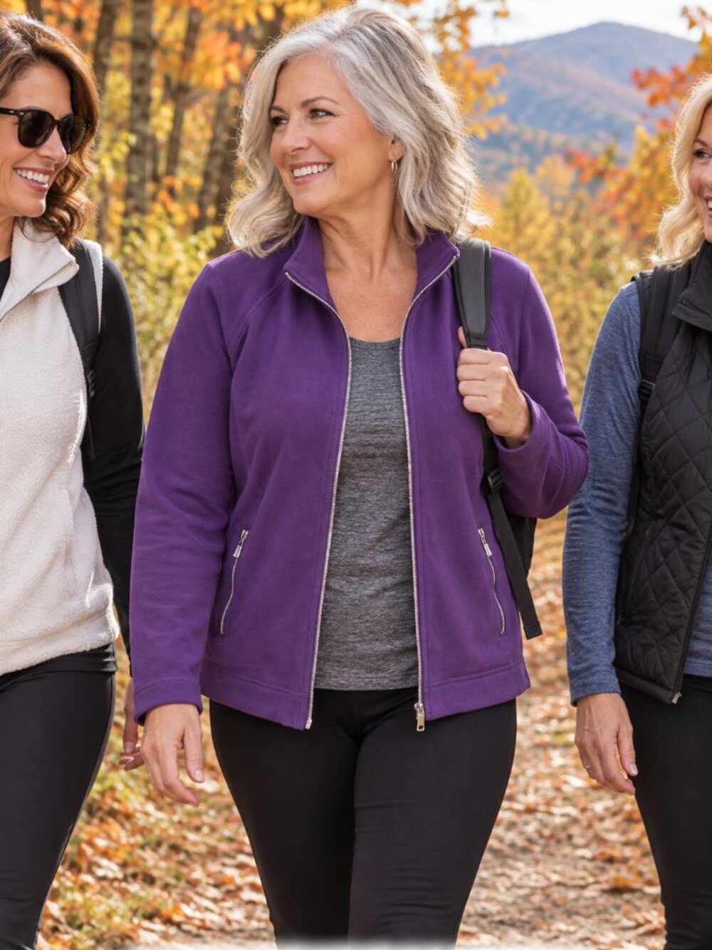 Croft & Barrow Petite XL Purple Full Zip Mock Neck Jacket Zip Pockets